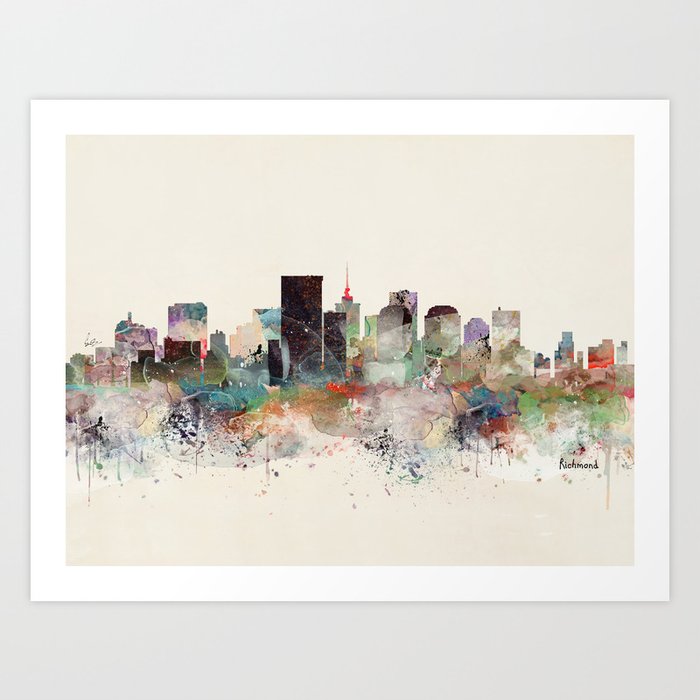 Richmond Virginia Skyline Art Print By Bribuckley