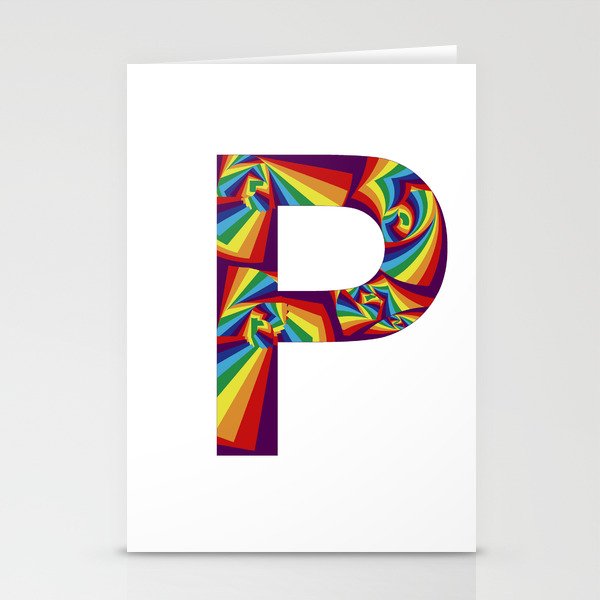  capital letter P with rainbow colors and spiral effect Stationery Cards
