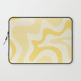 Retro Liquid Swirl Abstract Square in Soft Pale Pastel Yellow Laptop Sleeve