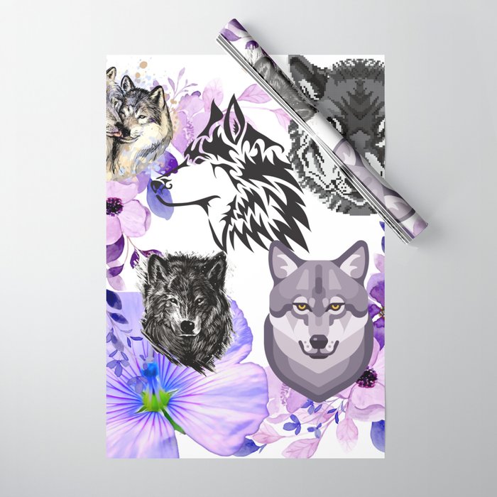 Wolf Faces Wrapping Paper