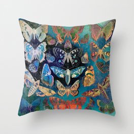 Distressed Butterflies & Moths Throw Pillow