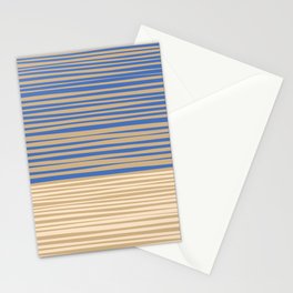 Natural Stripes Modern Minimalist Colour Block Pattern in Oat Beige and Blue Stationery Card