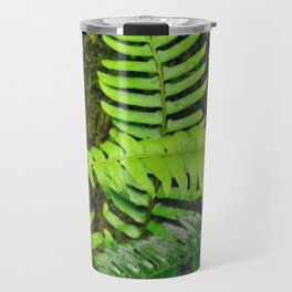 Rain falling in the tropical forest | Drops of water on fronds | Fern leaves  Travel Mug