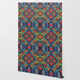 Tropical Diamond Mandala Pattern Wallpaper