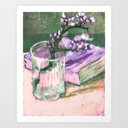 Van Gogh Book & Blossoms Lavender Art Print