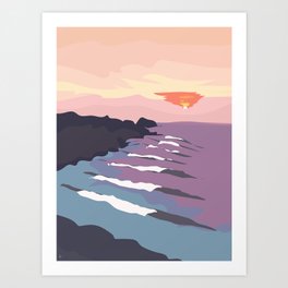 Chicama, Peru Ocean Waves at Sunset Art Print