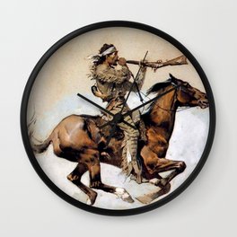 Frederic Remington “Buffalo Hunter Spitting Bullets” Western Art Wall Clock