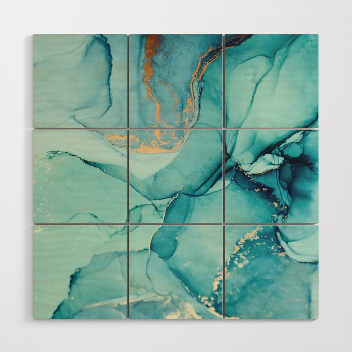 Abstract Turquoise Art Print By LandSartprints Wood Wall Art