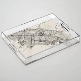 USA, Fremont Black&White City Map Acrylic Tray