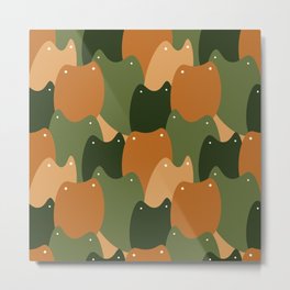 Abstract cute cats pattern, brown and green cats vector pattern Metal Print
