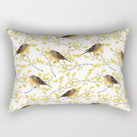 Mimosa and birds Rectangular Pillow