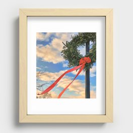 Holiday Wreath with Red Ribbon Recessed Framed Print