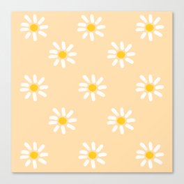 simple abstract pink and yellow daisies design Canvas Print
