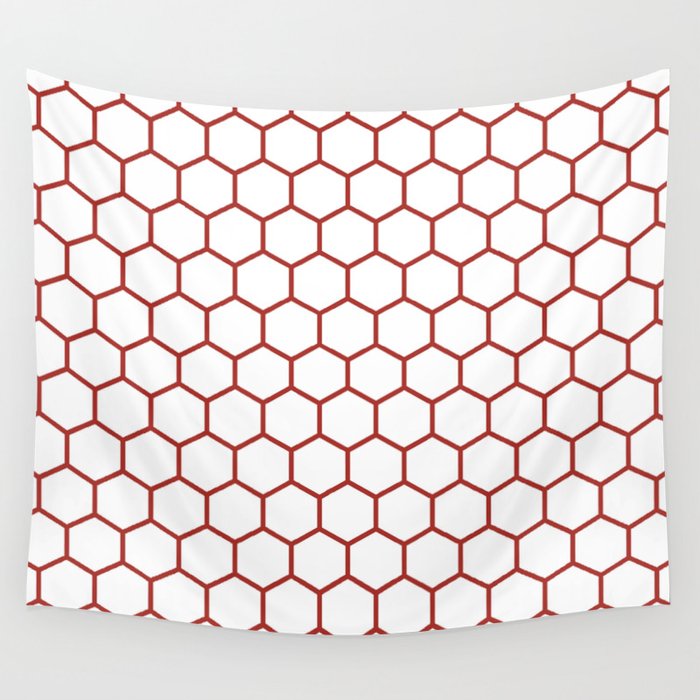 Honeycomb (Maroon & White Pattern) Wall Tapestry