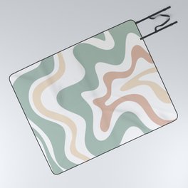 Liquid Swirl Abstract Pattern in Celadon Sage Picnic Blanket
