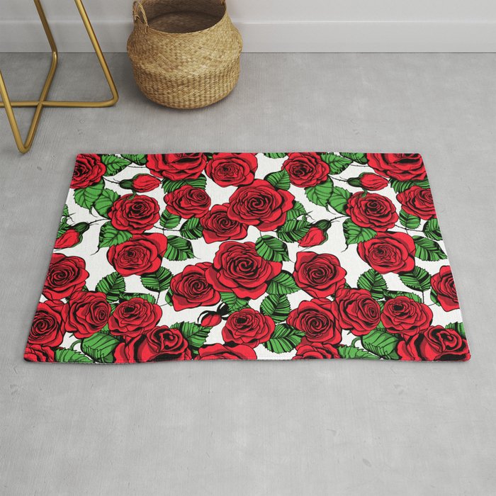 Red roses pattern Rug