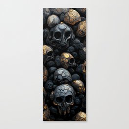 Memento Mori - Black Skulls with Gold Canvas Print