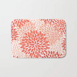 Flowers Pattern, Coral, Pink, Floral Prints Bath Mat