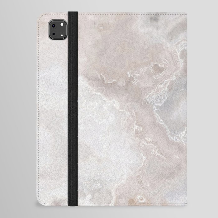 Different shades of grey color cloudy and wavy marble layout on solid sheet of wallpaper. Concept of home decor and interior designing iPad Folio Case