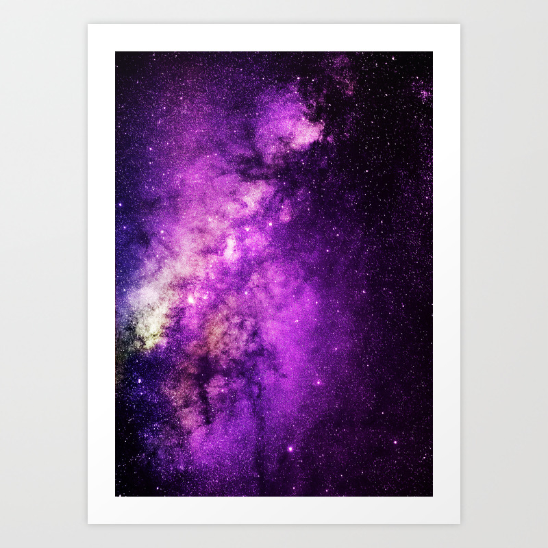 Galaxy Space Stars Blue Pink Abstract Nature Art Modern