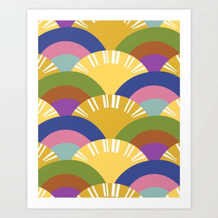 Rainbow and sun wave pattern. Colorful illustration. Colored paper Art ...