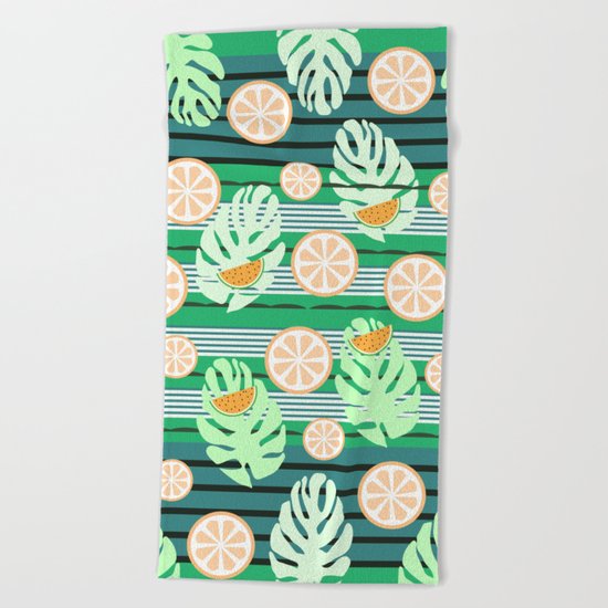 Watermelons underwater Beach Towel