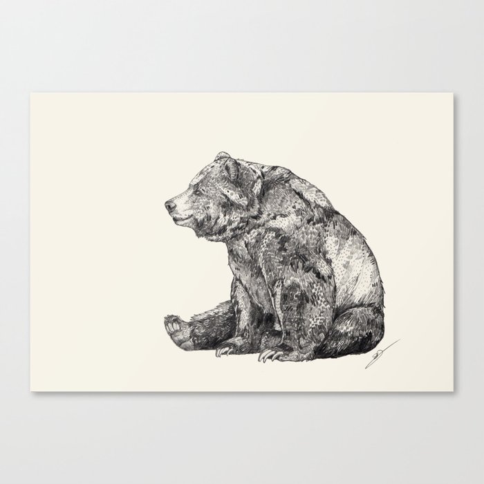 Bear // Graphite Canvas Print