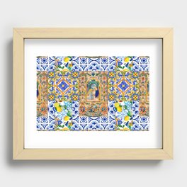 Italian,Sicilian art,holy Mary,Virgin Mary,maiolica,tiles,lemons,Citrus  Recessed Framed Print