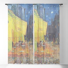 Vincent Van Gogh - Cafe Terrace at Night (new color edit) Sheer Curtain