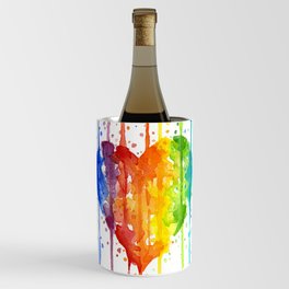 Rainbow Heart Watercolor Wine Chiller