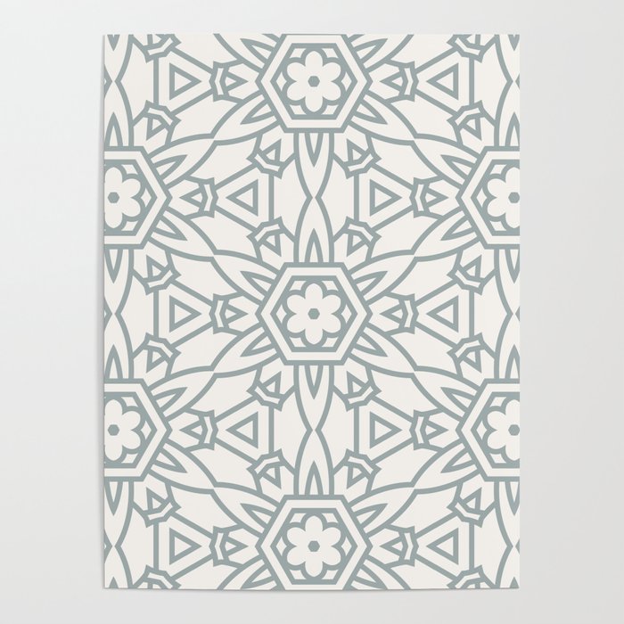 Monochrome Arabian Mosaic Poster