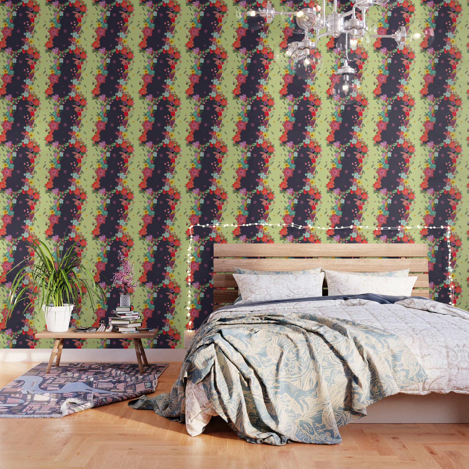 Colorful Happy Small Spring Flowers Trendy Cute Pattern Wallpaper