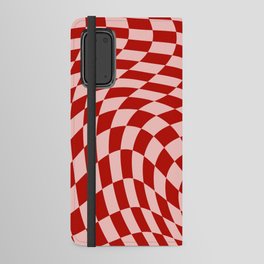 Red and pink swirl checker Android Wallet Case
