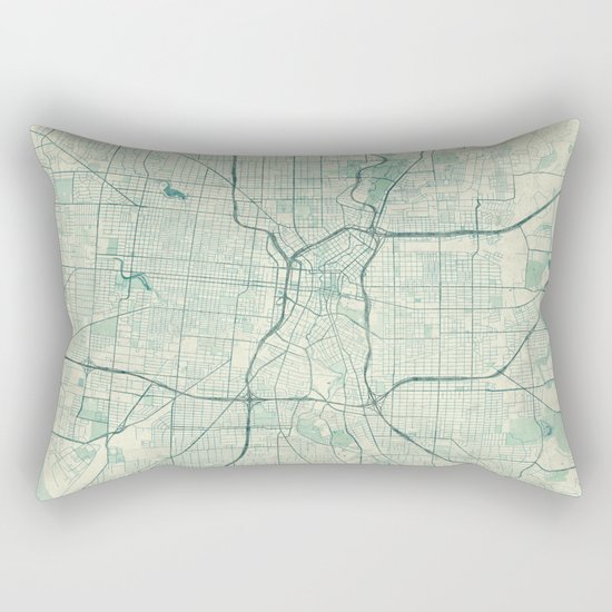 San Antonio Map Blue Vintage Rectangular Pillow