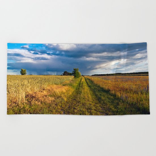Summer Field Poetry #2 Beach Towel