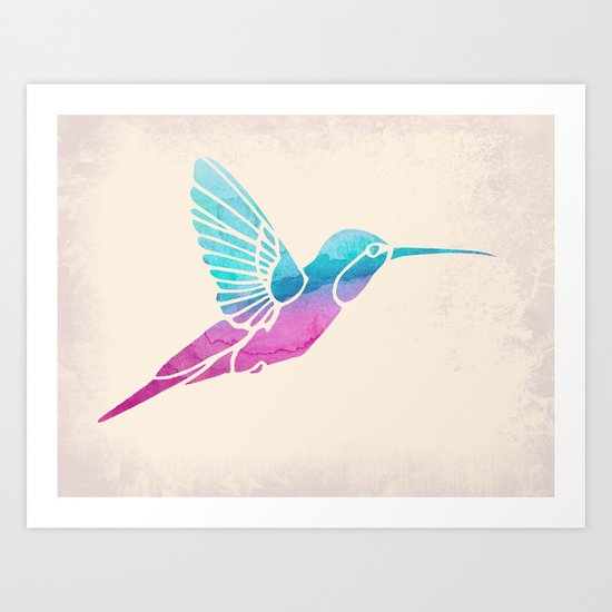 Watercolor Hummingbird Art Print