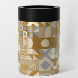 Grey, Green, Beige Colorful Minimalist Geometric Design Gift Pattern Art Print Can Cooler