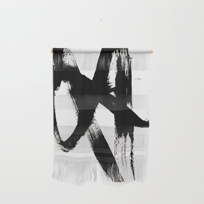 Brushstroke 2 - simple black and white Wall Hanging