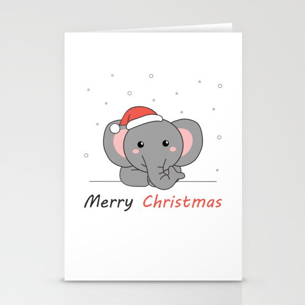 Elephant Christmas Snow Winter Animals Elephants Stationery Cards