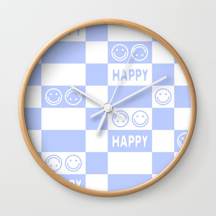 HAPPY Checkerboard 2.0 (Pastel Very Peri Color) Wall Clock