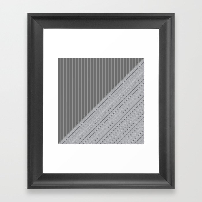 Elegant Pinstripes and Triangles Gray Grey Framed Art Print