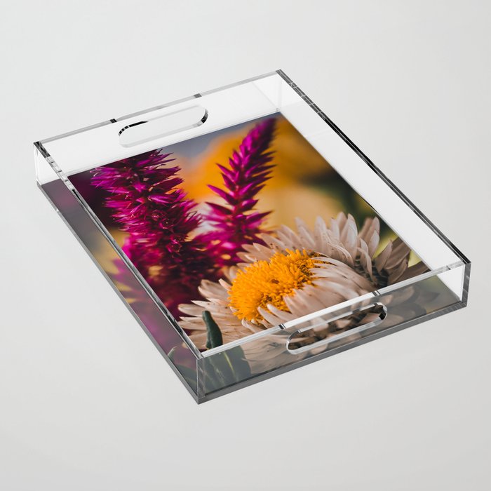 White Strawflower Acrylic Tray