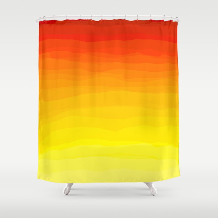 red and yellow shower curtain