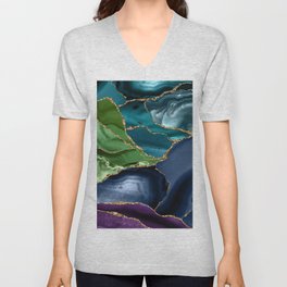 Peacock Agate Texture 09 V Neck T Shirt