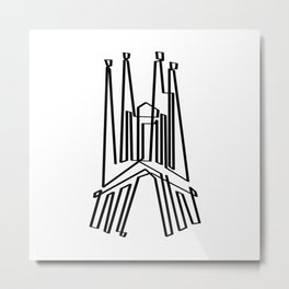 Sagrada Familia in one draw Metal Print | City, Travel, Abstract, Barcelona, Digital, Graphicdesign, Spain, Ink, Church, Style 