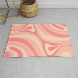 New Groove Retro Swirl Abstract Pattern in Blush Pink Tones Area & Throw Rug