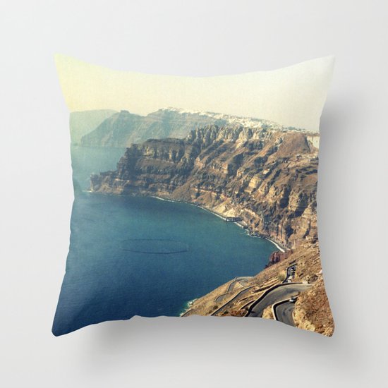 The insane roads of Santorini Throw Pillow