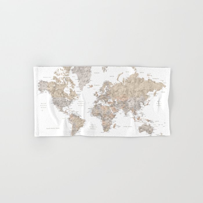 Let's get lost world map with cities "Abey" Hand & Bath Towel