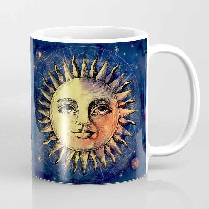 Celestial Antique Sun And Sky Watercolor Batik Coffee Mug