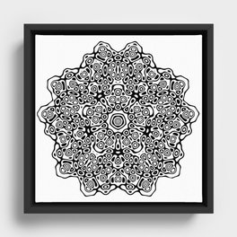 Tribal Abstract Black and White Mandala Framed Canvas